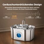 APAUK Katzenbrunnen Edelstahl 3.2L – Ultraleiser Trinkbrunnen mit LED & Filtration – Bild 5