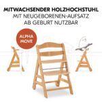 hauck Alpha Move Hochstuhl Newborn Set – 5in1 Mitwachsender Holzhochstuhl ab Geburt bis 90 kg – Bild 4