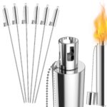 Suusolny 6er Set Gartenfackeln Edelstahl 115cm – Öllampen für Terrasse & Balkon