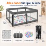 Faltbarer Baby Laufstall 127x127 cm mit Matte – Sicherer Playpen für drinnen & draußen – Bild 2
