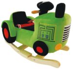 Bieco Plüsch Schaukeltier Traktor 60 cm – Holz Schaukelwippe mit Sicherheitsgurt ab 9 Monate – Bild 5
