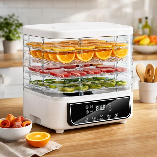 Snovire Dörrautomat mit 5 Einschüben – Profi-Obsttrockner mit 72H-Timer & 35–70°C Temperaturregler