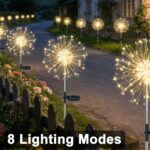 Joysing Solar Gartenleuchte Pusteblume mit 120 LED – 8 Modi Gartenstecker 2er Set – Bild 6