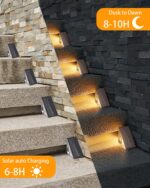 Bzavor 6er Set Solar-Treppenleuchten IP65 – Warmweiss LED Aussenbeleuchtung für Treppen & Terrasse – Bild 3