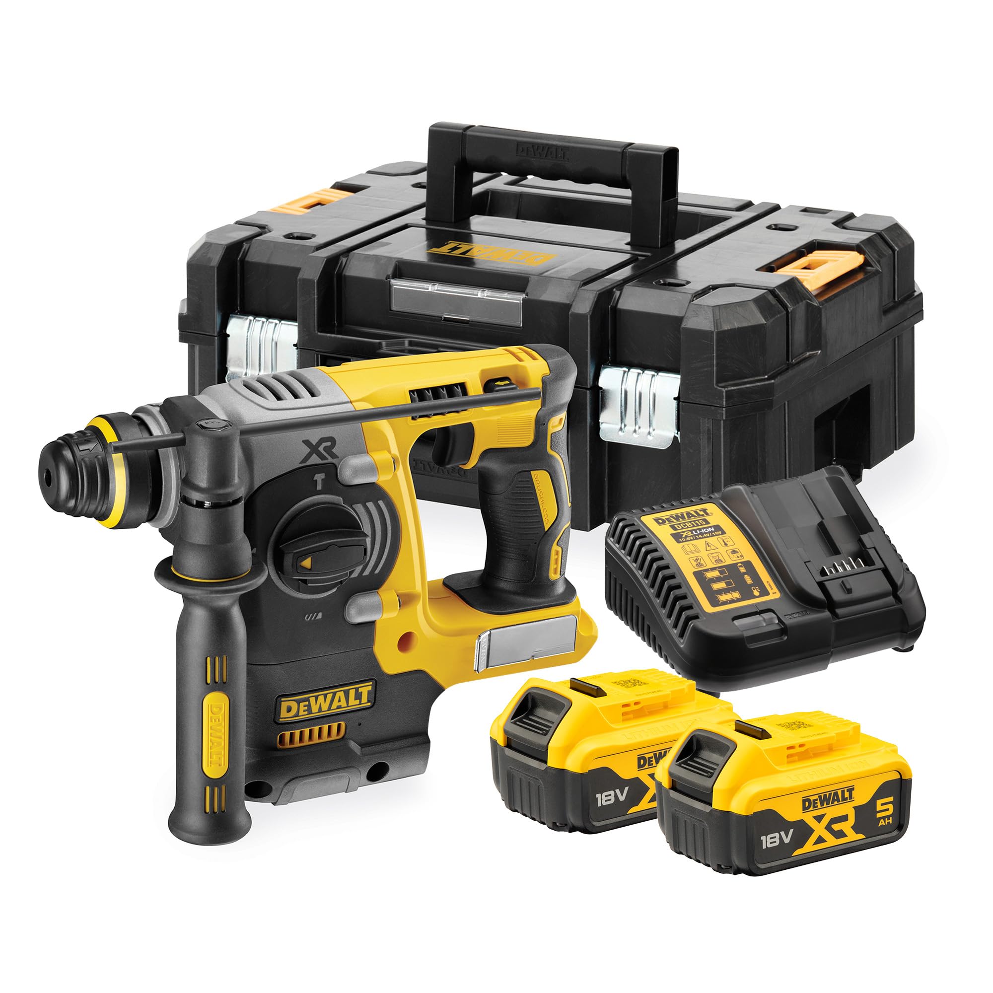 DEWALT DCH273P2T-QW SDS-plus Akku-Kombihammer 18V – Profi-Schlagbohrmaschine mit 2x5Ah