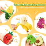 SAIMAND Baby Spielzeug 6–12 Monate: 16er Obst & Gemüse Plüsch-Set mit Rassel & Knisterpapier – Bild 3