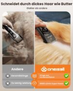 oneisall Profi-Hundeschermaschine Kabellos – Leistungsstarker Motor für dickes, verfilztes Fell – Bild 3
