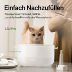 PETLIBRO Dockstream Katzenbrunnen 2.5L Edelstahl – Kabellose Pumpe, 23dB ultraleise – Bild 4