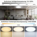 Oumida LED-Deckenleuchte 30cm Dimmbar mit Fernbedienung – 24W Schlafzimmer Lampe – Bild 2