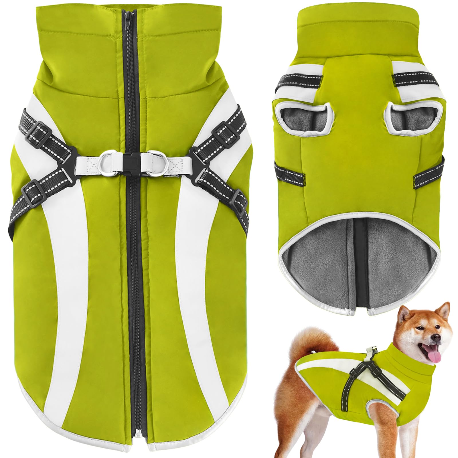 Oslueidy Wasserdichter Hundemantel mit Geschirr – Warme Winterjacke für kleine bis grosse Hunde