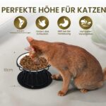 Yooyan Erhöhter Katzennapf-Set Keramik 10cm – Ergonomischer Futternapf mit Metallständer & Silikonmatten – Bild 4