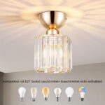 MELAYR Kristall Deckenleuchte Ø13cm Gold – Elegante E27 Deckenlampe für moderne Räume – Bild 2
