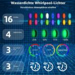 vsshe Poolbeleuchtung LED Unterwasser 2er Set – IP68 wasserdicht mit Fernbedienung & 16 Farben – Bild 5