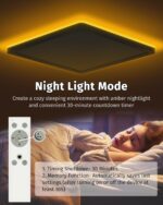 Bowfar LED Deckenleuchte 24W mit 1800K Nachtlicht – Dimmbar 3000K-6500K für alle Räume – Bild 3