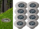 Ranex 8er Set Solar LED Bodeneinbaustrahler rund – Edelstahl IP67 für Garten & Einfahrt – Bild 2