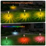 4er Set Solar Gartenleuchten – Warmweiss & RGB Farbwechsel, IP65 wasserdicht für Garten & Terrasse – Bild 5