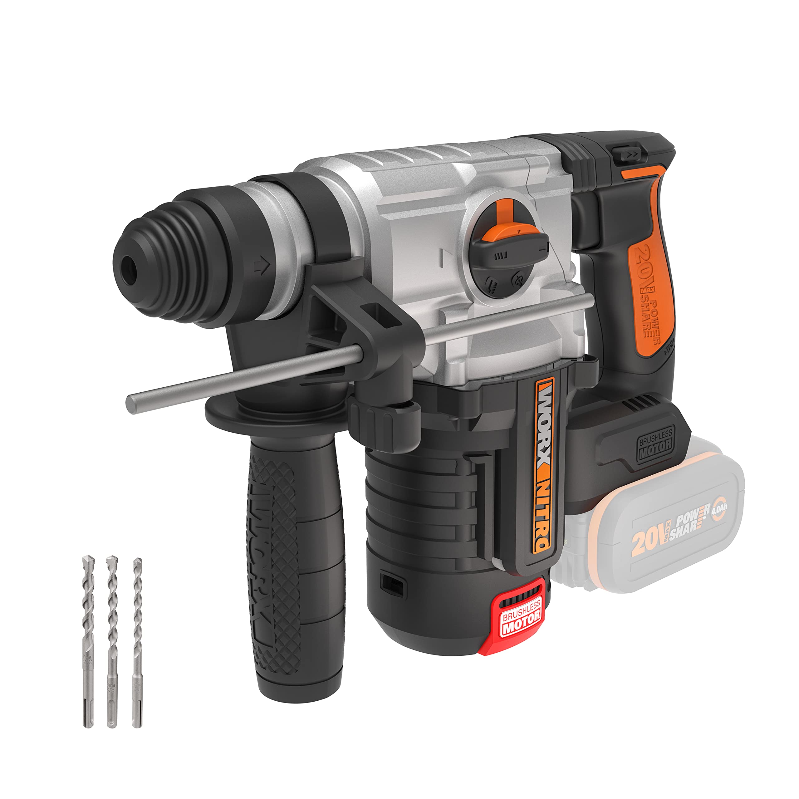 WORX WX380.9 Akku-Bohrhammer 20V – 3-in-1 Bohren, Hammerbohren & Meisseln