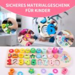 ANPEAC Holzpuzzle mit Lernuhr – 4-in-1 Montessori Lernspielzeug für Kinder ab 3 Jahren – Bild 4