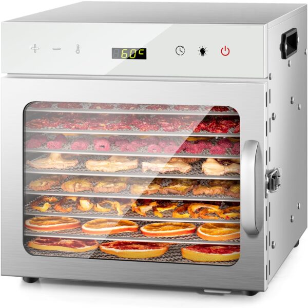 Kwasyo Dörrautomat Edelstahl 8 Etagen – Profi-Trocknung für Obst, Gemüse & Fleisch