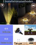 Bzavor 18er Set IP65 Solar Bodenleuchten – 12 LED-Perlen für helle Gartenbeleuchtung – Bild 6