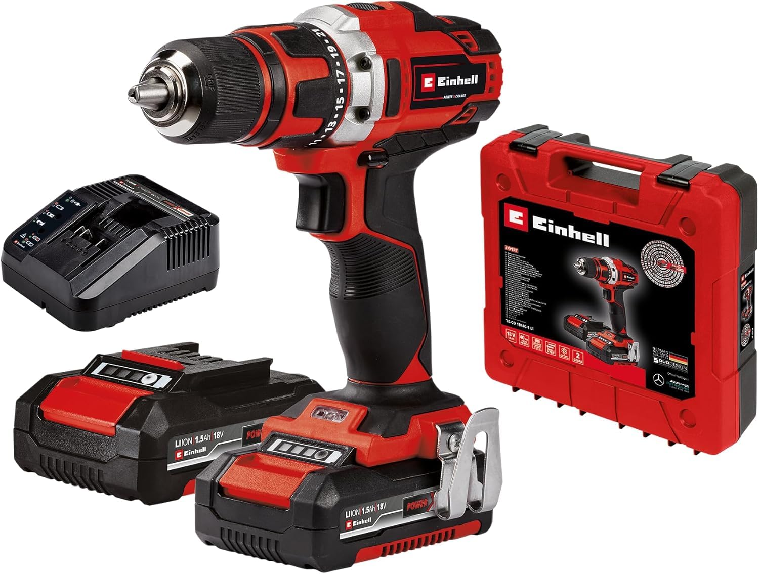 Einhell TE-CD 18/40 Li Akku-Bohrschrauber – 18 V mit 2x1,5 Ah PXC Akkus & Ladegerät