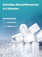 FOHERE Eiswürfelmaschine Klein – 14 kg/24h, 9 Würfel in 5 Min, Selbstreinigung – Bild 2
