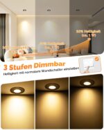 wowatt 6er LED Einbaustrahler 230V Schwarz – 3 Farbtemperaturen & 3-Stufen Dimmbar – Bild 3