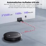 MONSGA Saugroboter 3 in 1 mit Wischfunktion – 4000PA Saugkraft, 140 Min Laufzeit – Bild 8