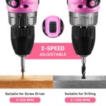 DEKOPRO 20V Akkuschrauber Set mit 2×2.0Ah Akkus & LED – 45Nm Bohrschrauber Rosa – Bild 5