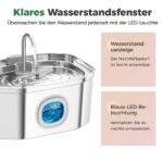 APAUK Katzenbrunnen Edelstahl 3.2L – Ultraleiser Trinkbrunnen mit LED & Filtration – Bild 6