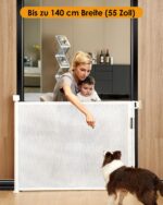 derimkcoa 2er Set Ausziehbares Treppenschutzgitter 0–140 cm – Sicherheitstor für Babys & Haustiere – Bild 2