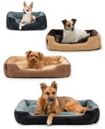 lionto Hundebett 90 x 70 cm mit Wendekissen – Komfortables Hundekörbchen für Hunde & Katzen – Bild 6