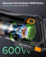 SunSare Akku Staubsauger 600W/50000Pa – Kabelloses Reinigungssystem mit 65 Min Laufzeit – Bild 4