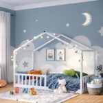 Bellabino Bia Hausbett 90x200 cm – Montessori Kinderbett aus Massivholz mit Rausfallschutz