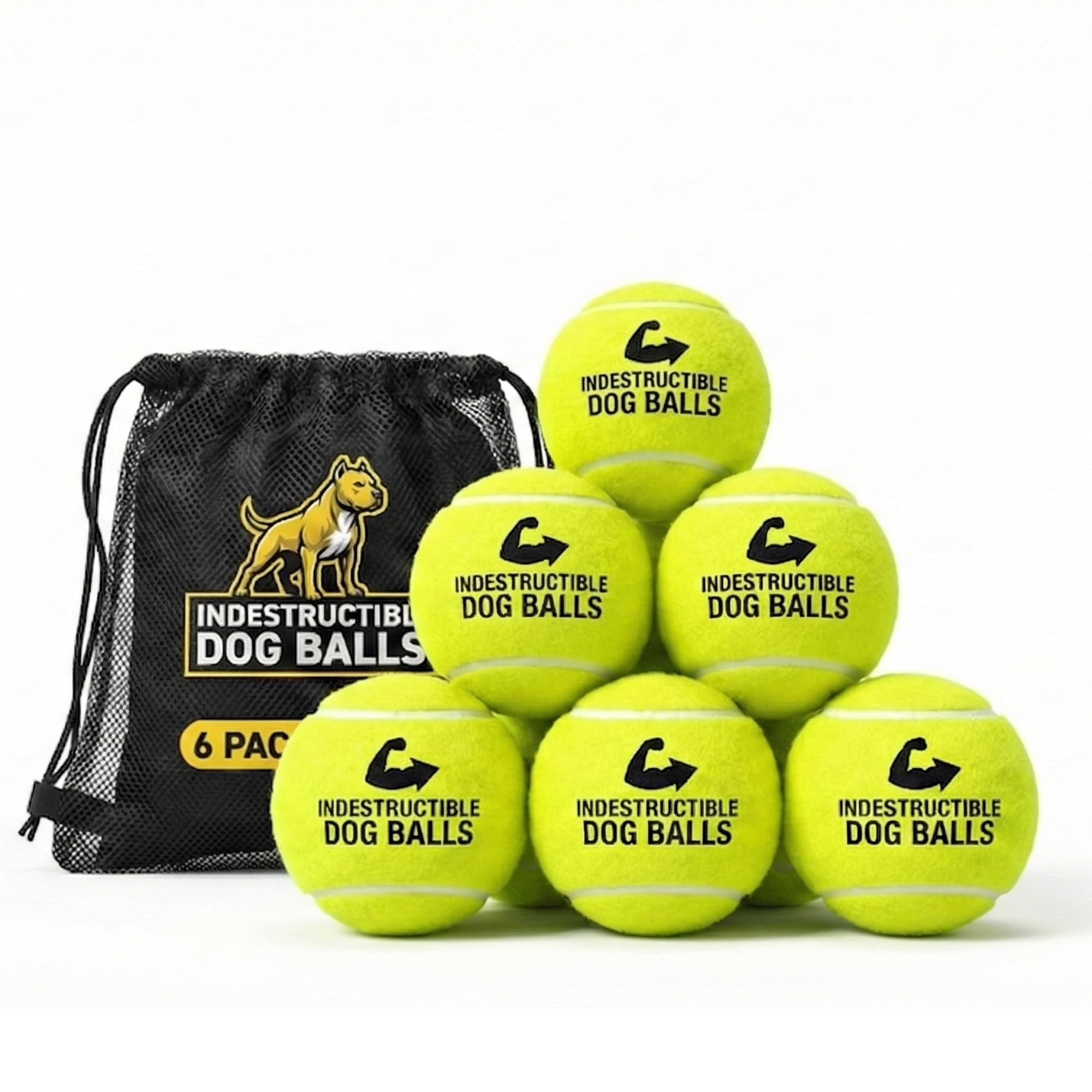 Big Game Hunters Hundebälle 6er-Set – Unzerstörbare Tennisbälle für aggressive Kauer
