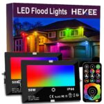 HEKEE LED Strahler Aussen 40W RGBW – 120 Farben mit Timing & DIY-Strobe für Garten