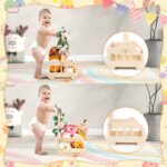 Wuciray Wickelkorb mit Holzrädern & Griff – Multifunktionaler Babygeschenk Korb aus Holz – Bild 4