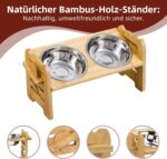 Erhöhter Futternapf Hund mit 6 Höhenstufen – Verstellbare Futterstation aus Bambus & Edelstahl für kleine Hunde und Katzen – Bild 4
