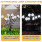 Fohil Solar Weihnachtsbeleuchtung Außen 4er Set mit 32 LED Schneeflocken – Gartendeko – Bild 3