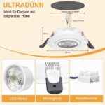 Aulaiyi LED Einbaustrahler 230V 5.5W IP44 Dimmbar – 6er Set Deckenspots Warmweiß – Bild 2