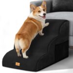 Thihome Haustiertreppe 3 Stufen – Gelenkschonende Hundetreppe für Sofa & Bett bis 22,7 kg