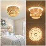 NUODIFAN Boho Deckenlampe 40 cm Jute – Rustikale Hängeleuchte E27 für Wohnzimmer – Bild 6