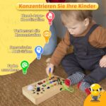 Yitical Montessori Busy Board ab 1 Jahr – Holzspielzeug mit LED-Schaltern für motorische Entwicklung – Bild 5