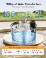 VinDox Katzenbrunnen Kabellos Edelstahl mit Bewegungssensor – 45 Tage Akku & 3.2L Tank – Bild 4