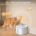 AIAUON Katzenbrunnen 2,5L mit 2 Filtern – Ultraleise Pumpe & LED-Wasserstandsfenster – Bild 2