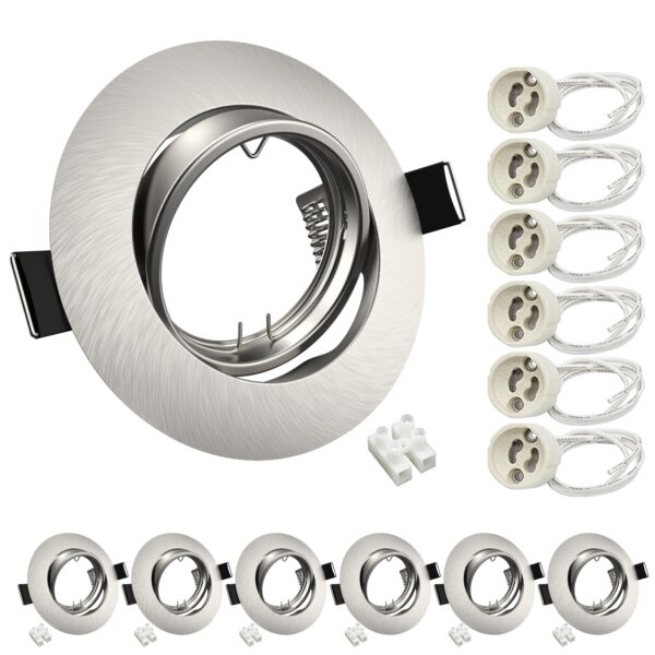 Wondlumi 6er Set GU10 Einbaustrahler 68-85mm Edelstahl gebürstet 360° schwenkbar