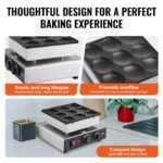 VEVOR Poffertjespfanne 850W – Mini-Pancake Maker für 9 Poffertjes mit Temperaturregelung – Bild 5