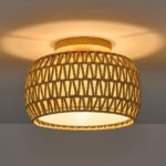 KUOP Deckenleuchte Ø32cm mit Rattan Lampenschirm – Vintage Boho für Wohnzimmer – Bild 7