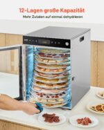 VEVOR Dörrgerät 12 Edelstahlschalen 800 W – Digitaler Dörrautomat mit Rotationssystem – Bild 6