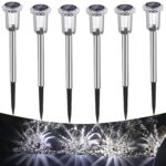 Auting 6er Set Solarleuchten Garten – LED Wegeleuchten Kaltweiß IP65 Wasserdicht